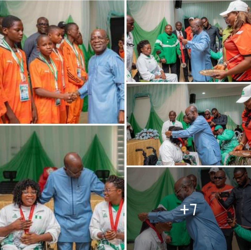 Governor Alex Otti hosts Abia's winning medalists, pledges 100million, coaster bus, embargo lift for employment.