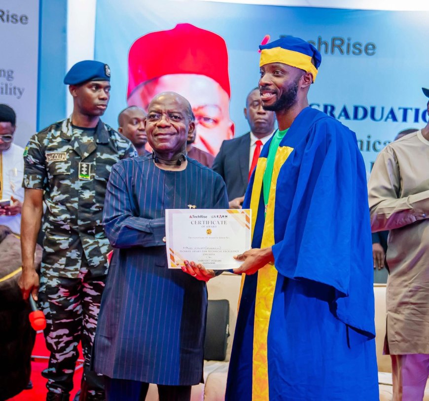 Governor Otti Grants Automatic Employment to 19, Distributes Laptops to 509 ICT Graduands in Abia